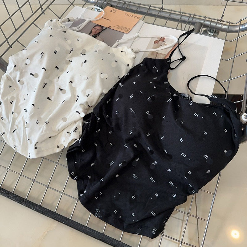 Womens Designer Tanks Camis Women Luxury Singlet M Logo Woman T-shirt Spaghetti Strap Vest Can Be Worn Outside DJD2407293