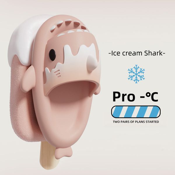 2024 Ice Cream Shark Slippers Womens Cute Summer Girls Indoor Household Anti slip Couple Slippers Mens Summer 1Slippers