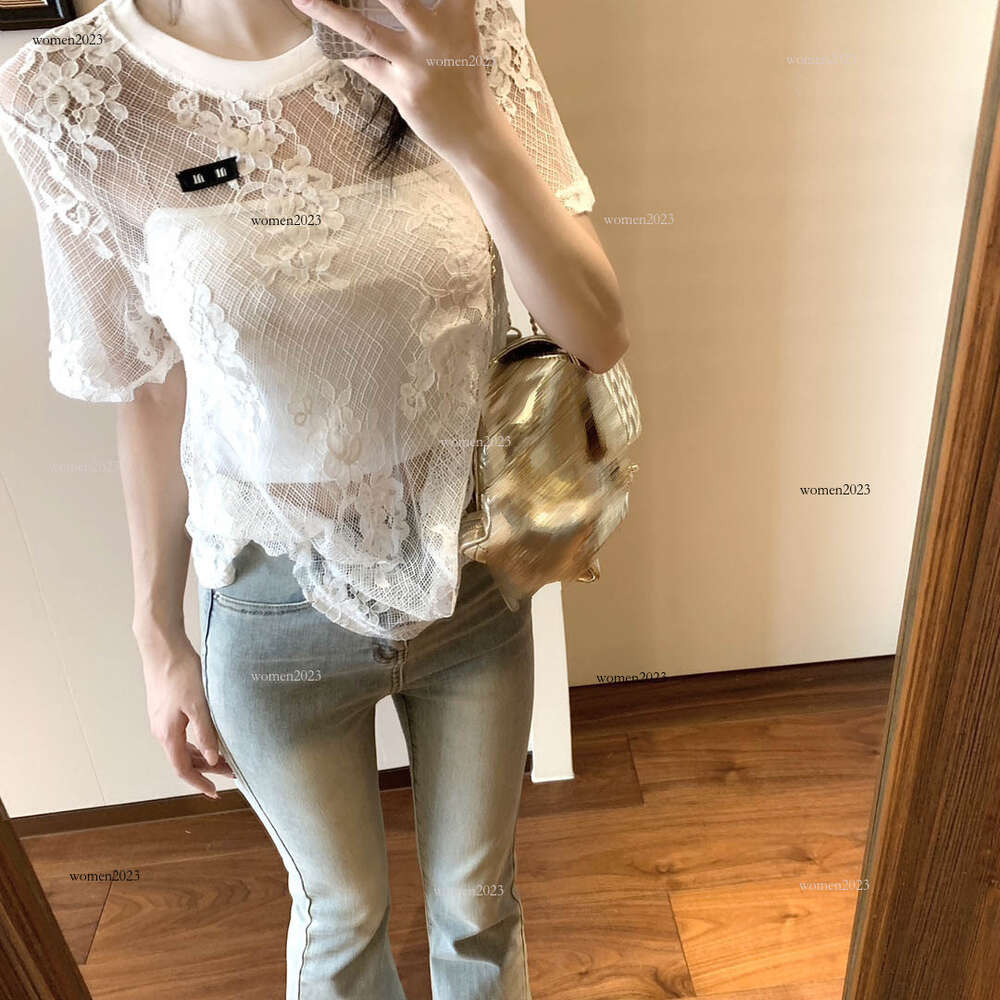 Designer T-shirt Women t shirt Brand Womens summer Fashion logo spring short sleeve Lace fabric round collar shirts vacation tshirts May 10