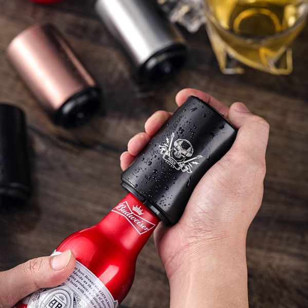 Cross border Beer Bottle Opener Creative Stainless Steel Bottle Opener Press Automatic Cap Opener Advertising Non destructive Beer Driver