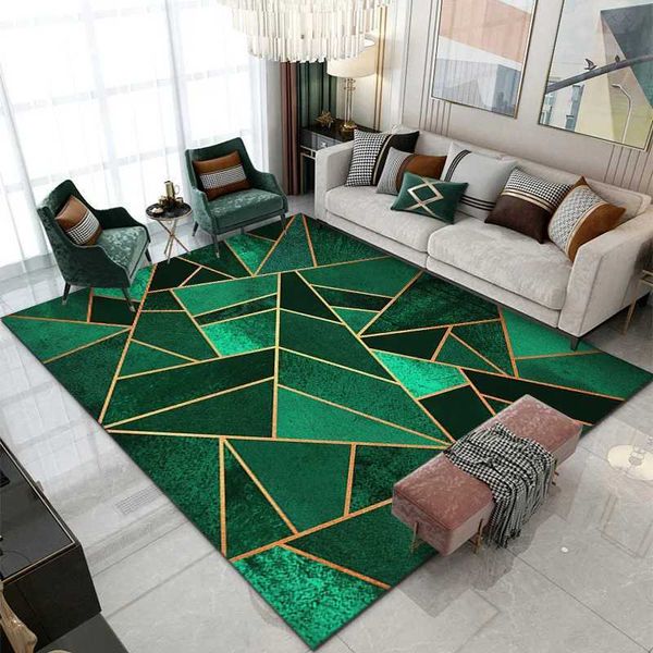 Carpets Luxury Geometric Carpet for Living Room Anti-slip Bathroom Floor Mat Kids Bedroom Bedside Rug Cuttable Foot Pads Home Decoration R24