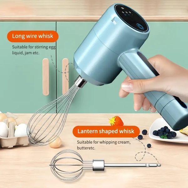 Wireless Electric Egg Beater With 2 Hardware, Manual Blender Electric Mixing And Mixing Biscuits, Brownie, Cake, Dough, Battery, Protein Cre