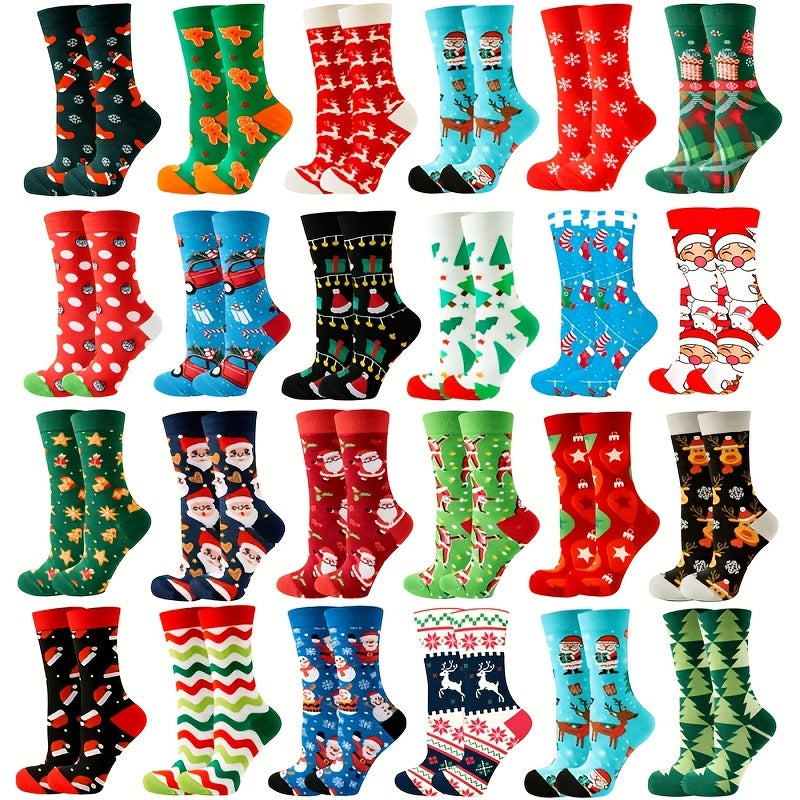 TEMU 6 Pairs Christmas & Halloween Themed Socks Stockings - Short Elf Booties With Reindeer, Gingerbread, Candy Cane & Patterns, Warm Stretchy
