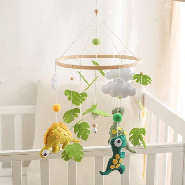 Baby Crib Mobile Bed Bell Wooden Rattles Toys Soft Felt Cartoon Dinosaur Forest Hanging Bracket Gifts 250113