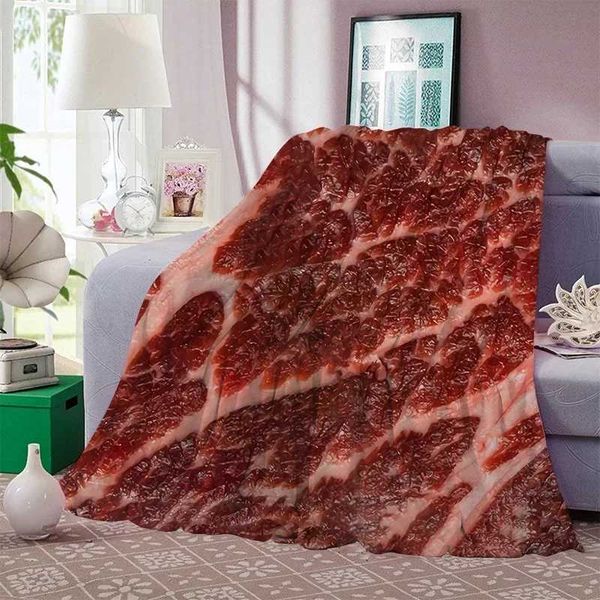 Pizza Chicken Legs French Pattern Flannel Throw Blanket Cartoon Biscuit Blanket Soft Cozy Gunny Warm Sofa Bed Decor Kids GiftsXJ241111