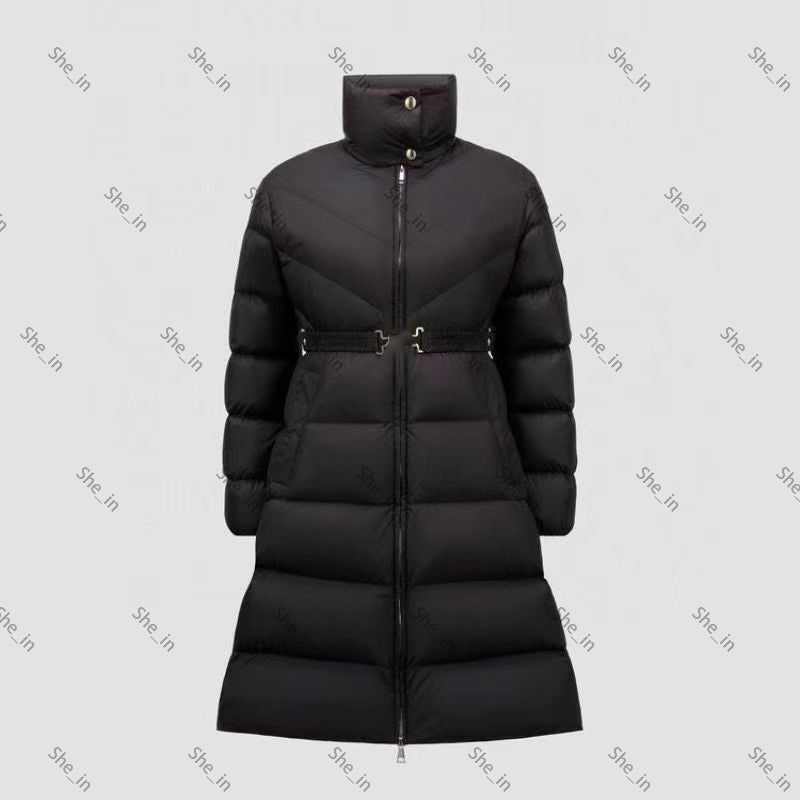 Designer women&#039;s winter down jacket, slim fit fashionable high street clothing, winter waist cold jacket, French long outerwear