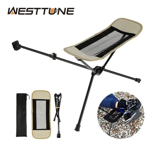 WESTTUNE Universal Camping Chair Foot Rest Folding Attachable Footrest Lightweight Footstool for Outdoor Fishing Beach Hiking 240220
