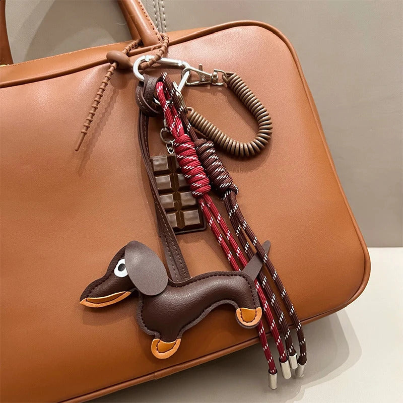 22 Style Dachshund Bag Charm Keychain PendantSausage Dog Handbag Purse Hanging Ornament Personalized Woven Keyring Accessories 250224