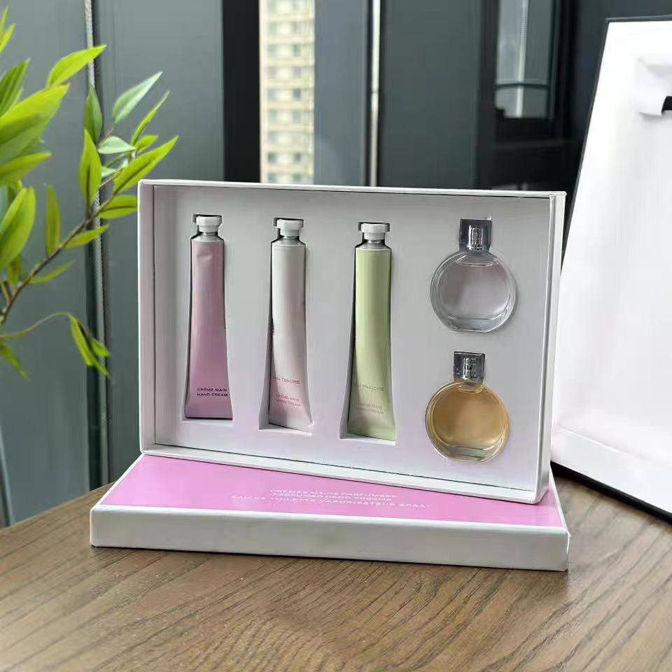New Cream 3*20ml set Perfume 2*7.5ml Gift Box High Quality Hand Care Lotion Fragrance Moisturzing Repairing Creams Parfum Kit For Present Travel Siz