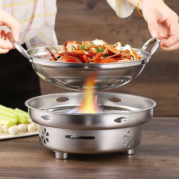 BBQ Grills Pot Alcohol Heater Outdoor Household Stainless Steel Spirit Cooker Party Camping Cooking Stove Backpacking Tourist 230731