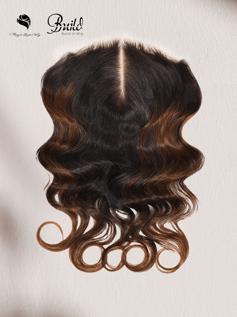 UNice Black to Chestnut Brown Ombre Body Wave Replaceable Lace Closure For Magic Lace Wig