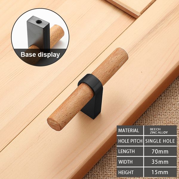 Wooden Wardrobe Drawer Handle Cupboard Door Knobs Nordic Solid Wood Zinc Alloy Base Kitchen Cabinet Hardware Pulls for Furniture