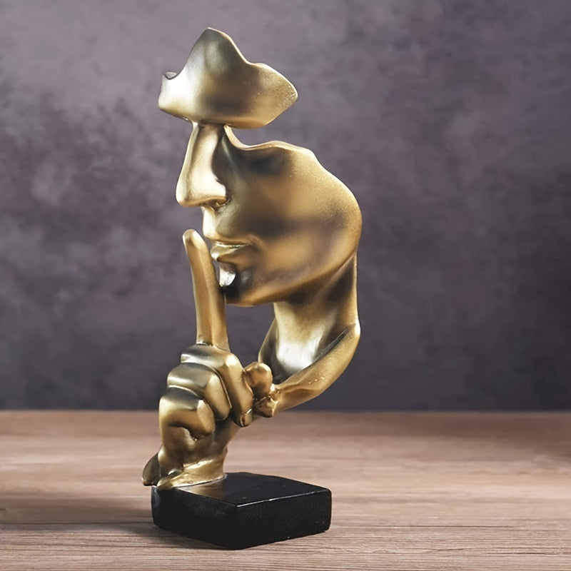 TEMU 1 Piece Thinker Statue, Is Golden Abstract Art Figurine, Resin Sculptures Decorative Objects Piano Desktop Decor For Home, Office Study
