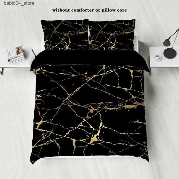 Bedding sets 3pcs Bronzing Marble Grain Print Series Bedding SetSoft ComfortableFor BedroomGuest Room (1*Duvet Cover+2*caseNo Core L240910