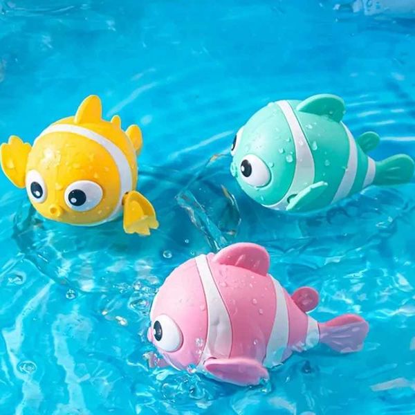 Cute swimming clown fish bath toy for children floating wind toy for boys and girls newborn baby bathtub toy for children W250113