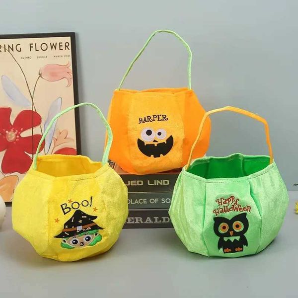 Halloween Portable Pumpkin Bag Boo Trick or Treat Ghost Festival Candy Bag Happy Halloween Day Kids Gift Bag Pumpkin BucketM240817