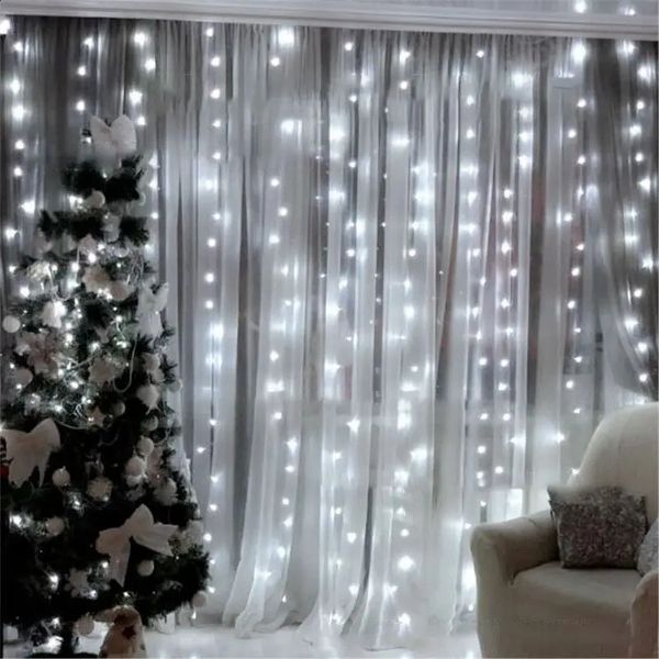 USB Curtain LED String Lights Remote Control Year 2025 Xmas Party Decor Noel Navidad 2024 Christmas Home Bedroom Decorations 240923