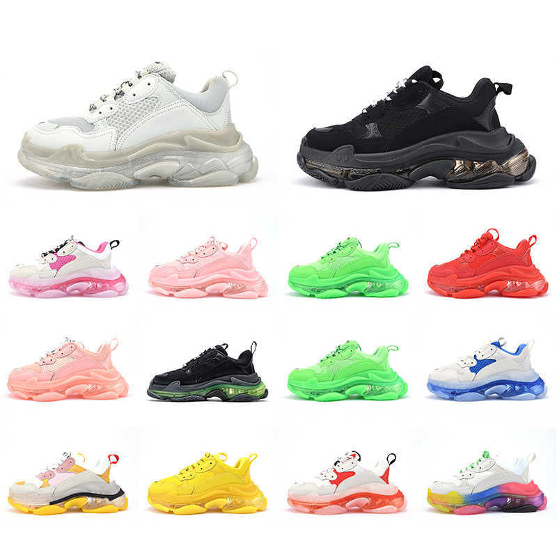 Platform Casual Shoes Triple S Clear Bubble Midsole Black White Green Men women Sneakers Trainers Size 36-45
