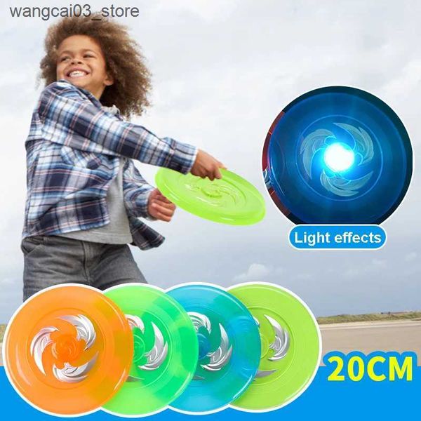 Sports Toys 20cm Luminous Flying Dish LED Lights Childrens Hand Throw Back Rotating Toys Kids Beach Outdoor Sports Toys L240910