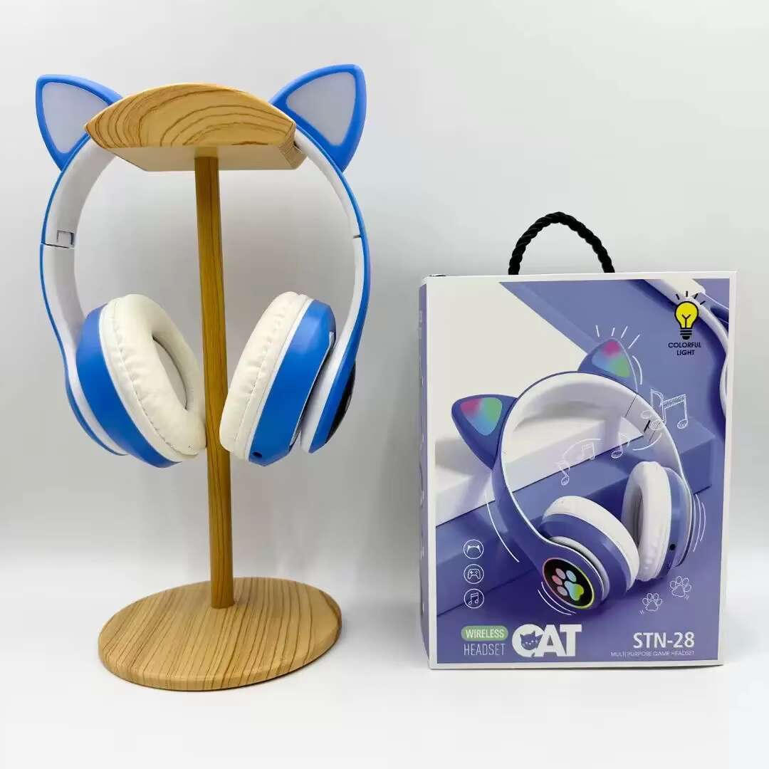 Headphone S28 Hot Cool Luminous Wireless Headset Earphone Auriculares Cute Cat Ear Headphones with Mic