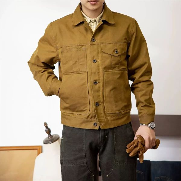 Red Tornado Short Lined Waxed Canvas Cruiser Jacket Red Yellowste Outerwear