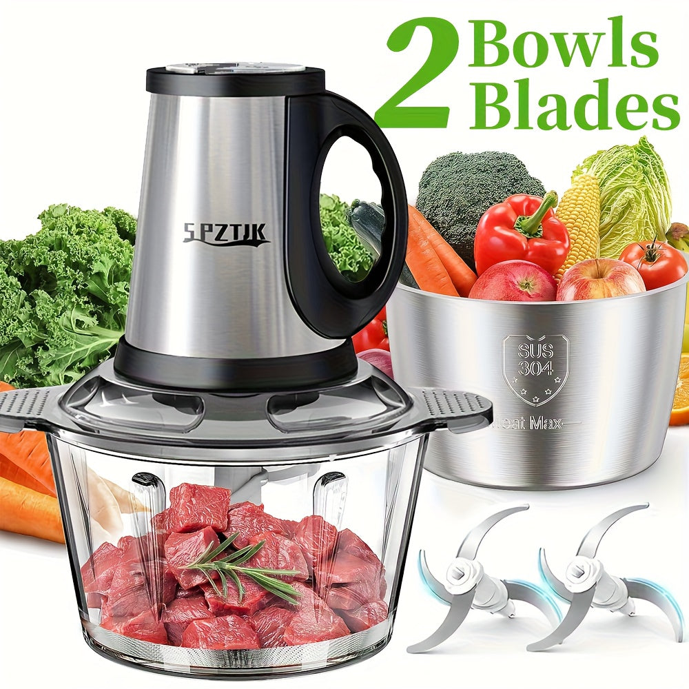 TEMU For Food Chopper With 2 Bowl And 2 Sets Blade, Electric Meat Grinder For Foods, Meats, Salads, Nuts, For Food Processor, Electric Vegetable