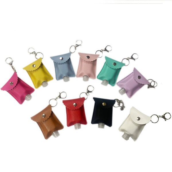 Party Gifts PU Leather 30ML Hand Bottle Cover Keyring Solid Perfume Bottle Sleeve Key Chain Portable Soap Pendant Storage Bag Keychain HH22-