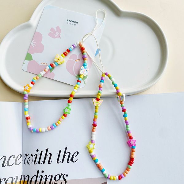ddmygifts New phone chain butterfly rice bead mixed color outfit pentagram cdd camera lanyard pendant simple A