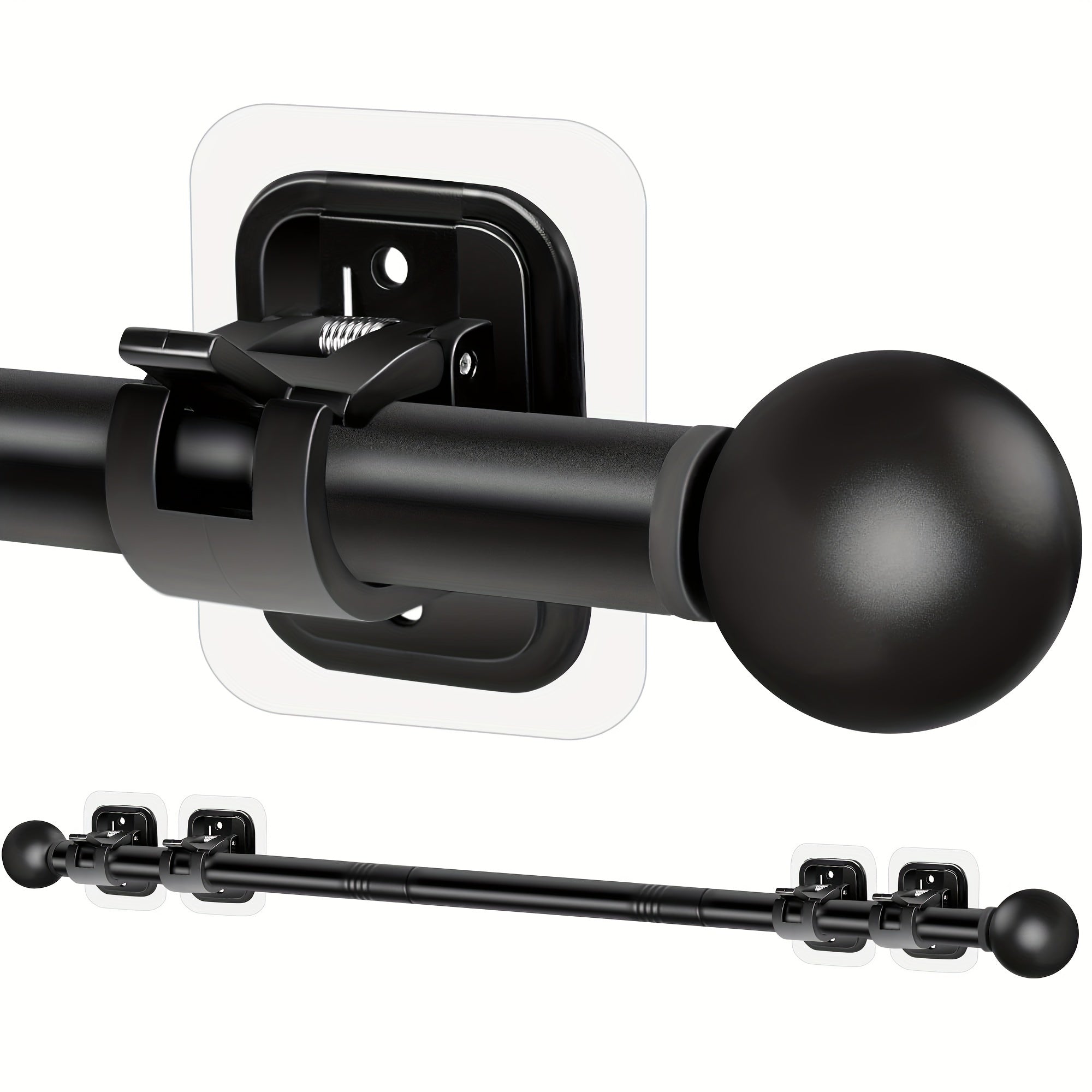 TEMU 4pcs Curtain Rod Without Drilling Window Accessories, With Non Drilling Curtain Rod Bracket Accessories, Suitable For Rental, With Adhesive