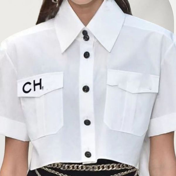 Summer shirts for women designer shirts luxury blouses slim lapel neck tops fashion letter embroidery short sleeve t shirt casual short styl