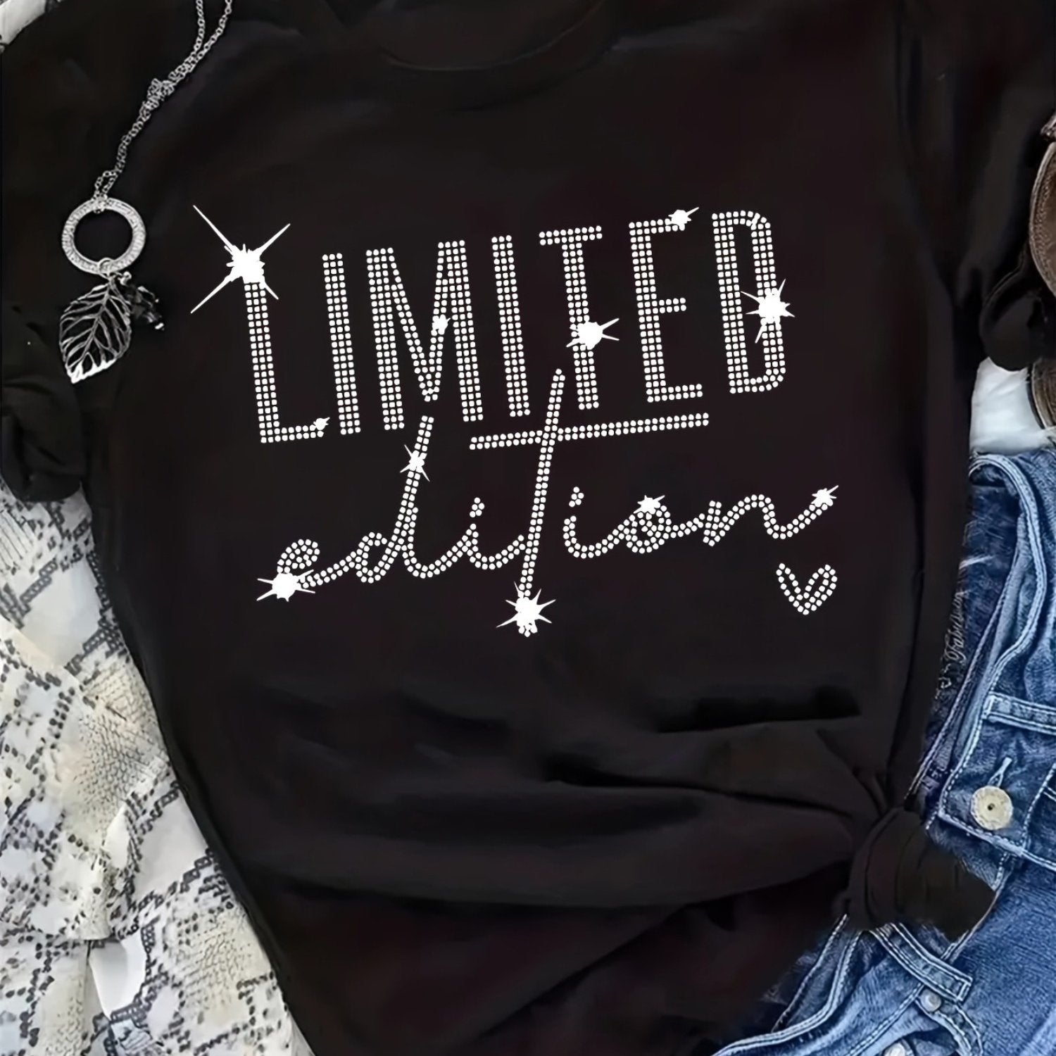 TEMU Spring And Summer Graphic Print T-shirt, Short Sleeve Crew Neck Casual Top For Summer & Spring, Women's Clothing