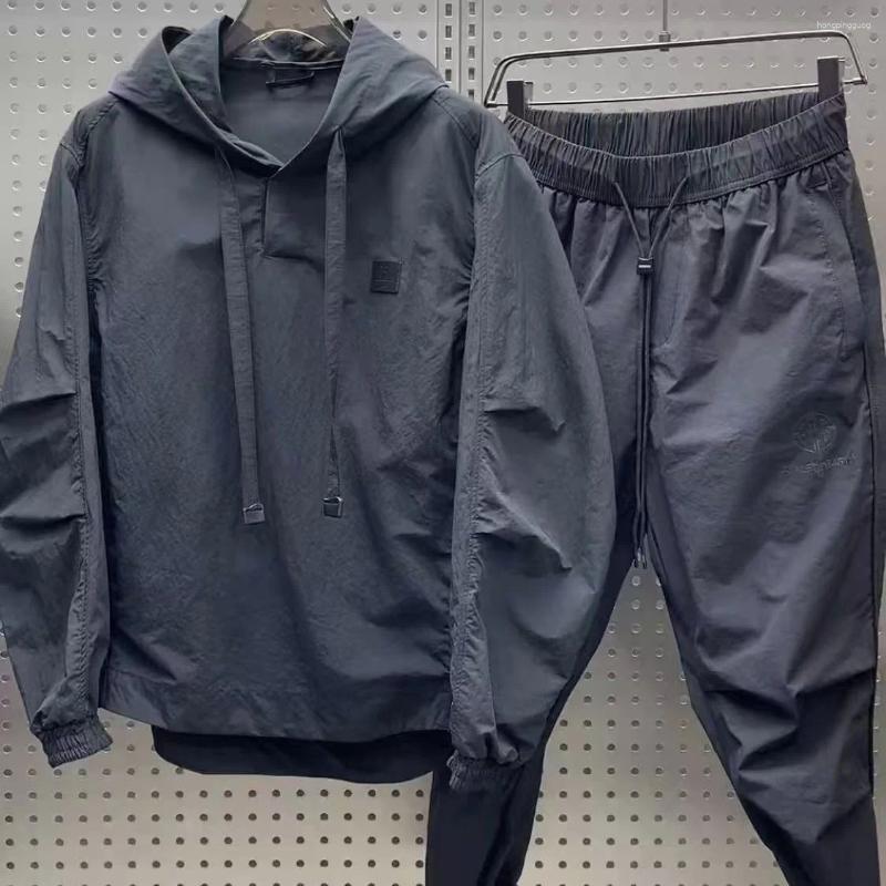 Men&#039;s Tracksuits 2025 Outdoor Casual Sportswear Set Hoodie Sweatshirt And Long Pants Loose Simple Fashionable Quick-drying 2pcs