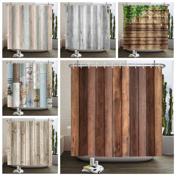 Rural Wooden Shower Curtains Farmhouse Vintage Wooden Granger Wooden Barn Rural Waterproof Bathroom Shower Curtains 240903