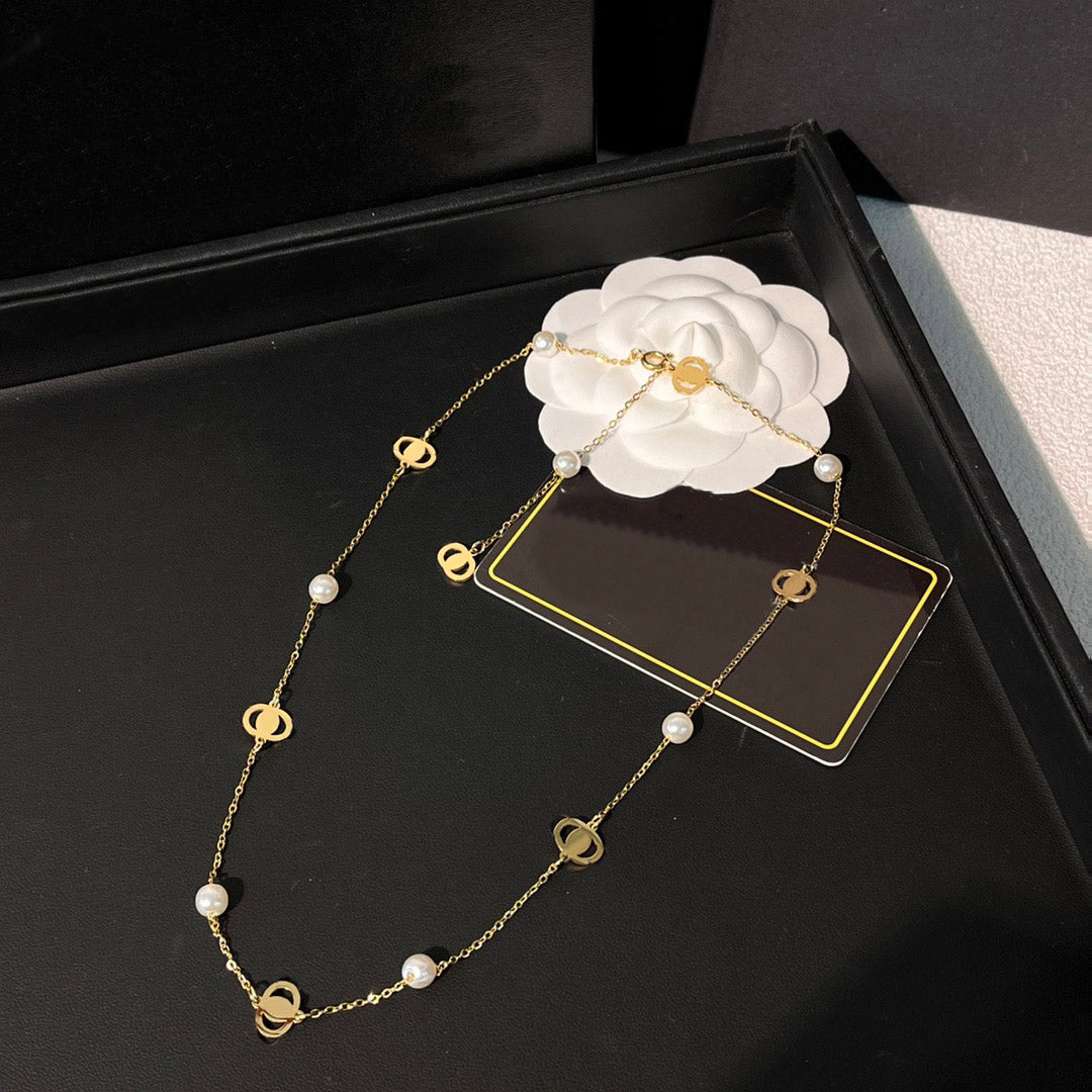 Pearl Pendant Necklaces Luxury Designer Necklaces Pendant Choker Love Chain Women Gold Plated Stainless Steel Love Gift Jewelry Accessories