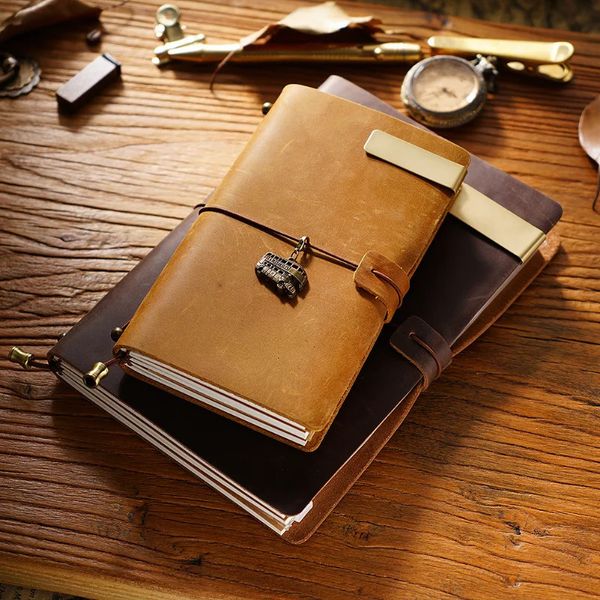 100% genuine leather travel notebook handmade retro denim diary Sketchbook Organizer Planner TN notebook cover 241008CJ