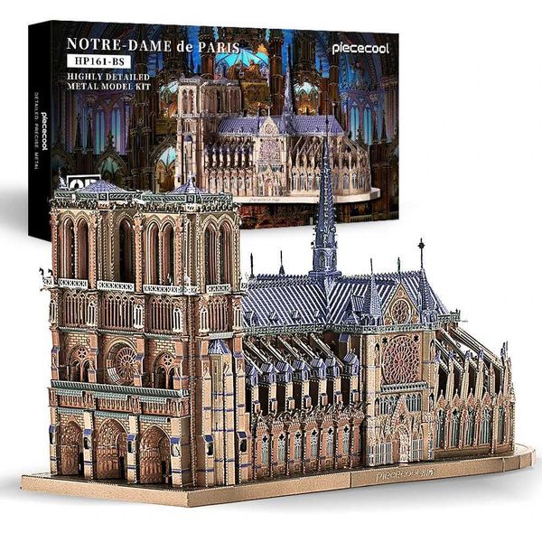 Piececool 3D Metal Puzzles Jigsaw Notre Dame Cathedral Paris DIY Model Building Kits Toys for Adults Birthday Gifts CL240817