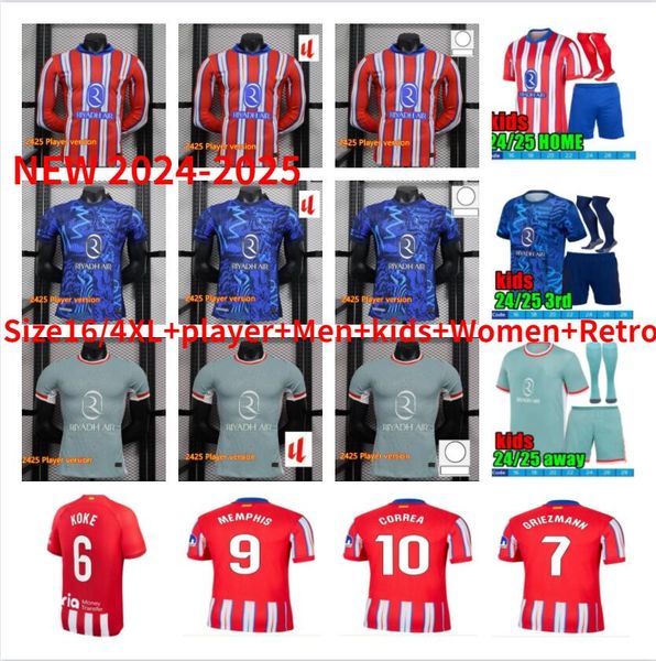 2024 SORLOTH Baby Kids Clothing GRIEZMANN M.LLORENTE KOKE CORREA kids kit sets J.ALVAREZ Children athletic outdoor apparel Atletico jerseys