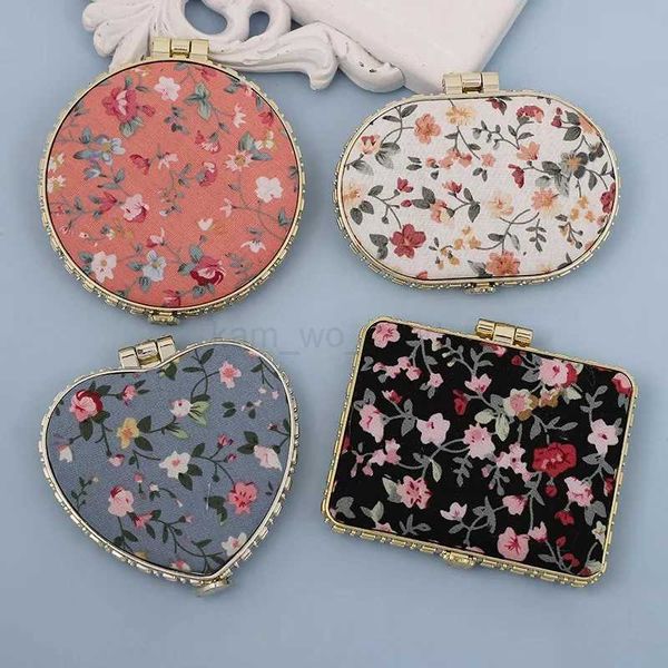 1PC Mini Makeup Floral Mirror Portable Two-side Folding Make Up Women Vintage Cosmetic s for GiftM240722