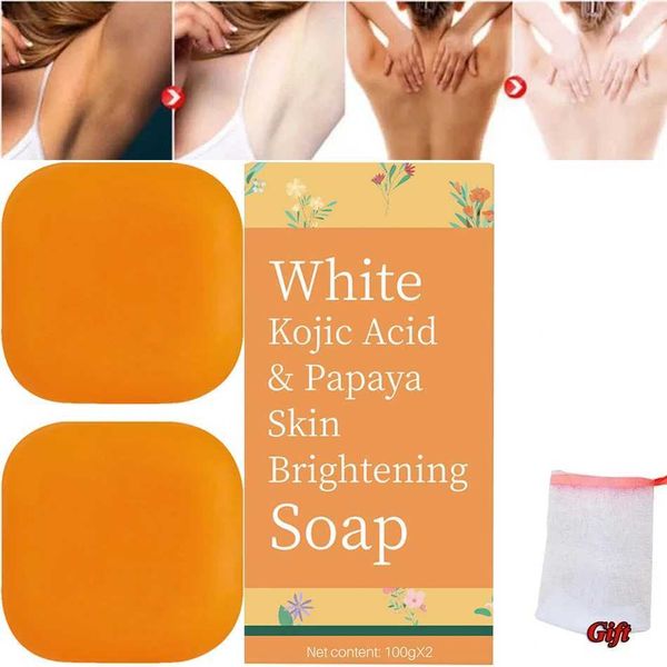 200g kojic ácido mamão sabonete artesanal vegano natural clareamento de beleza iluminação orgânica para a pele escura Facial e Body Care G24