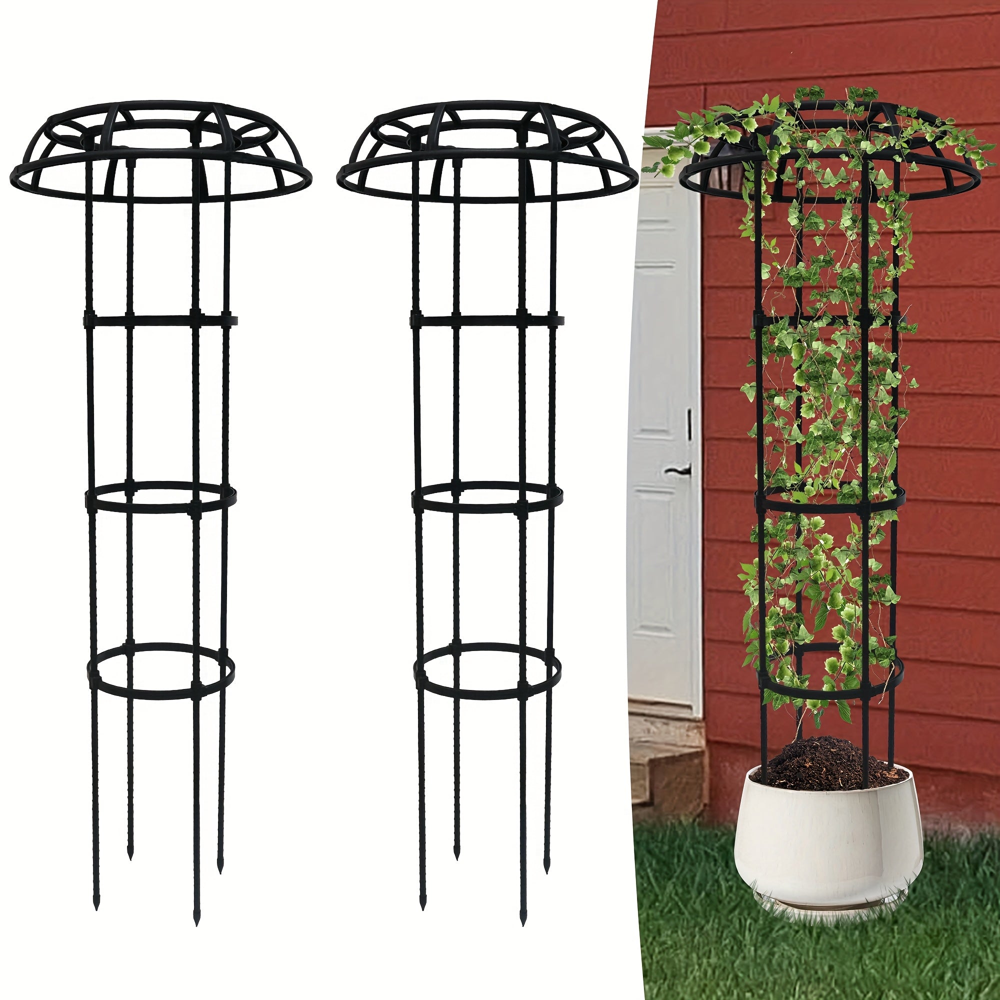 TEMU 1pack 41-53-65inch Garden Trellis For Climbing Plants, Outdoor Plant Support Cage With Rustproof Metal Frame And Plastic Coating, Ideal For