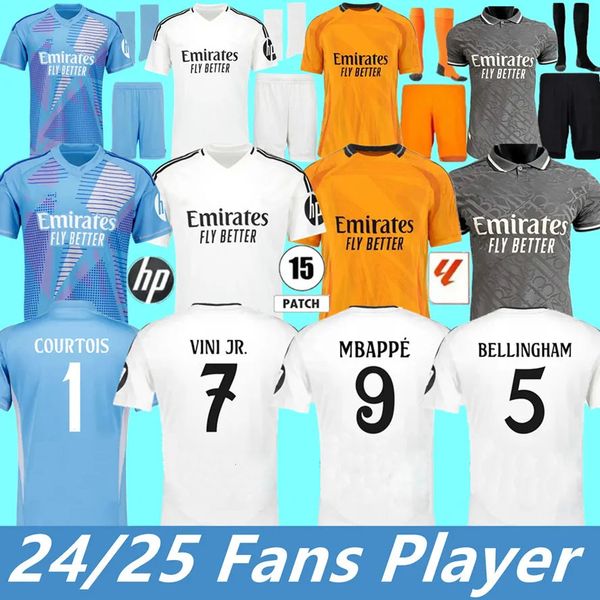 24 25 VINI JR hey soccer jerseys MBAPPE KROOS BELLINGHAM VALVERDE Jersey Tchouameni COURTOIS football shirts GK mens kid kit fans player 202