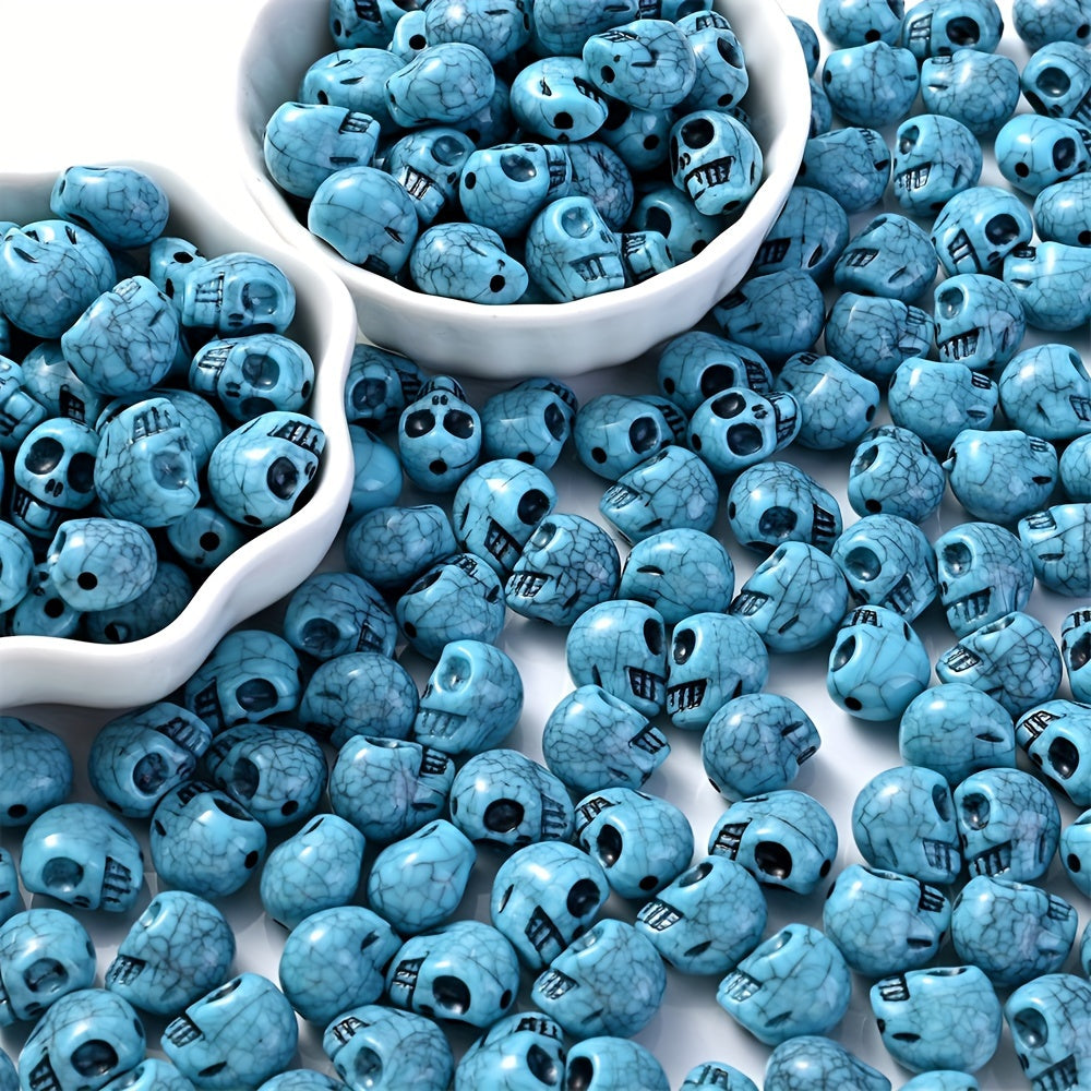 TEMU 200pcs 11x13mm Acrylic Halloween Blue Spacer Beads - Turquoise Cracked Design For Jewelry Making, Diy Bracelets, Necklaces, Holiday Gifts,