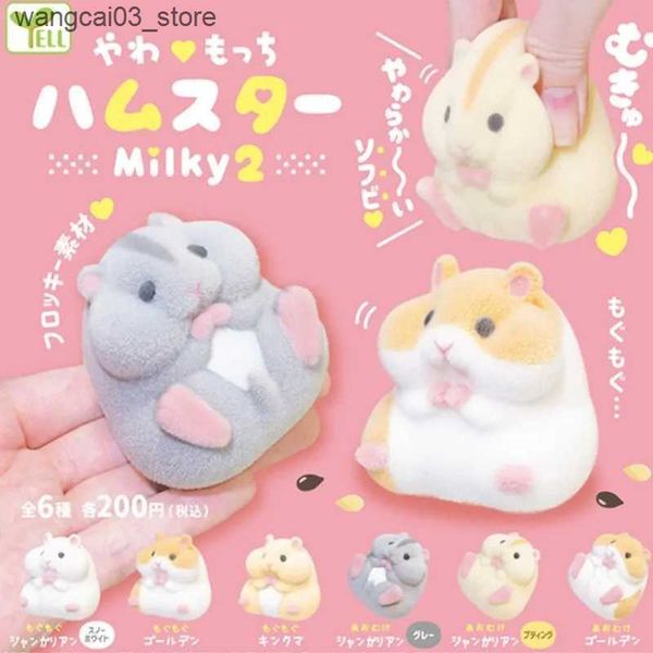 Decompression Toy Original Genuine Capsule Toys Cute Kawaii Fatty Milky Soft Hamster Flocking Plush Dolls Squeeze Stress Relief Gashapon Toy