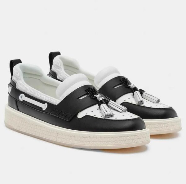 Fashion Tassle Hybrid Boat Sneaker Shoes Men Calf Leather Oxfords Walking Slip-on Smooth Grain Platfrom Leisure Flats Party Wedding Comfort