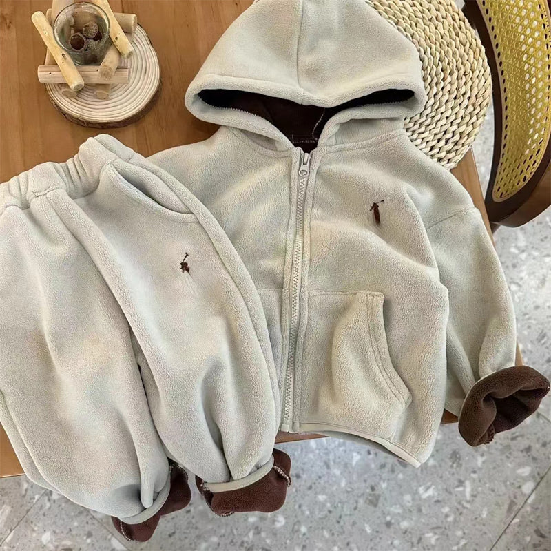 Children Boys Clothing Sets 2pcs Hoodie Jacket Autumn Girl Clothes Set Warm Boy Suit Top Coat Pants Kids Tracksui