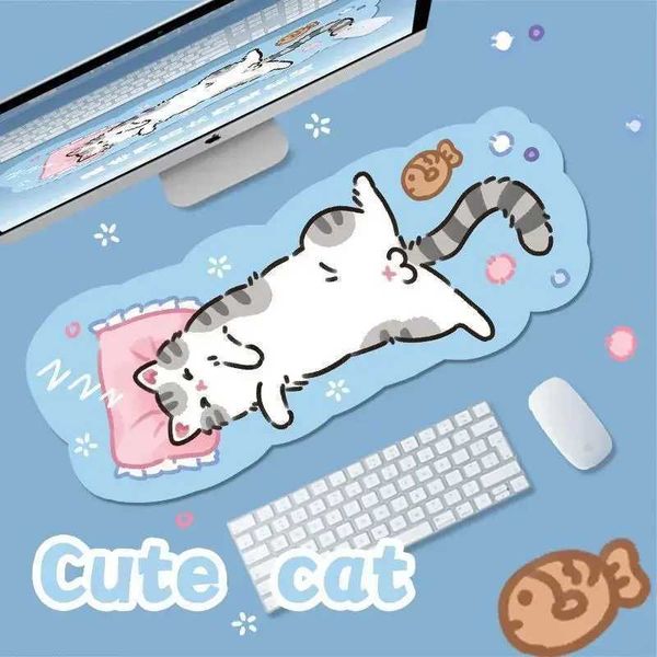 XXL Large Kawaii Furry Mouse Pad Kitty Cats Mouse Mat 70x30cm Gamer Desk Carpet Anime Mousepad Gaming Accessories Play Mats O250118