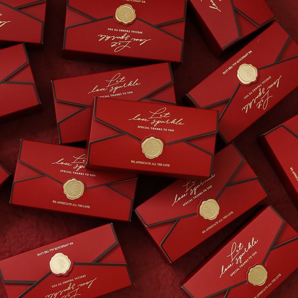 Gift Wrap 25 PcsLot Simple Creative Bronzing Embossed Stamp Wedding Candy Box Holiday Supplies Small Wrapping Paper 230206