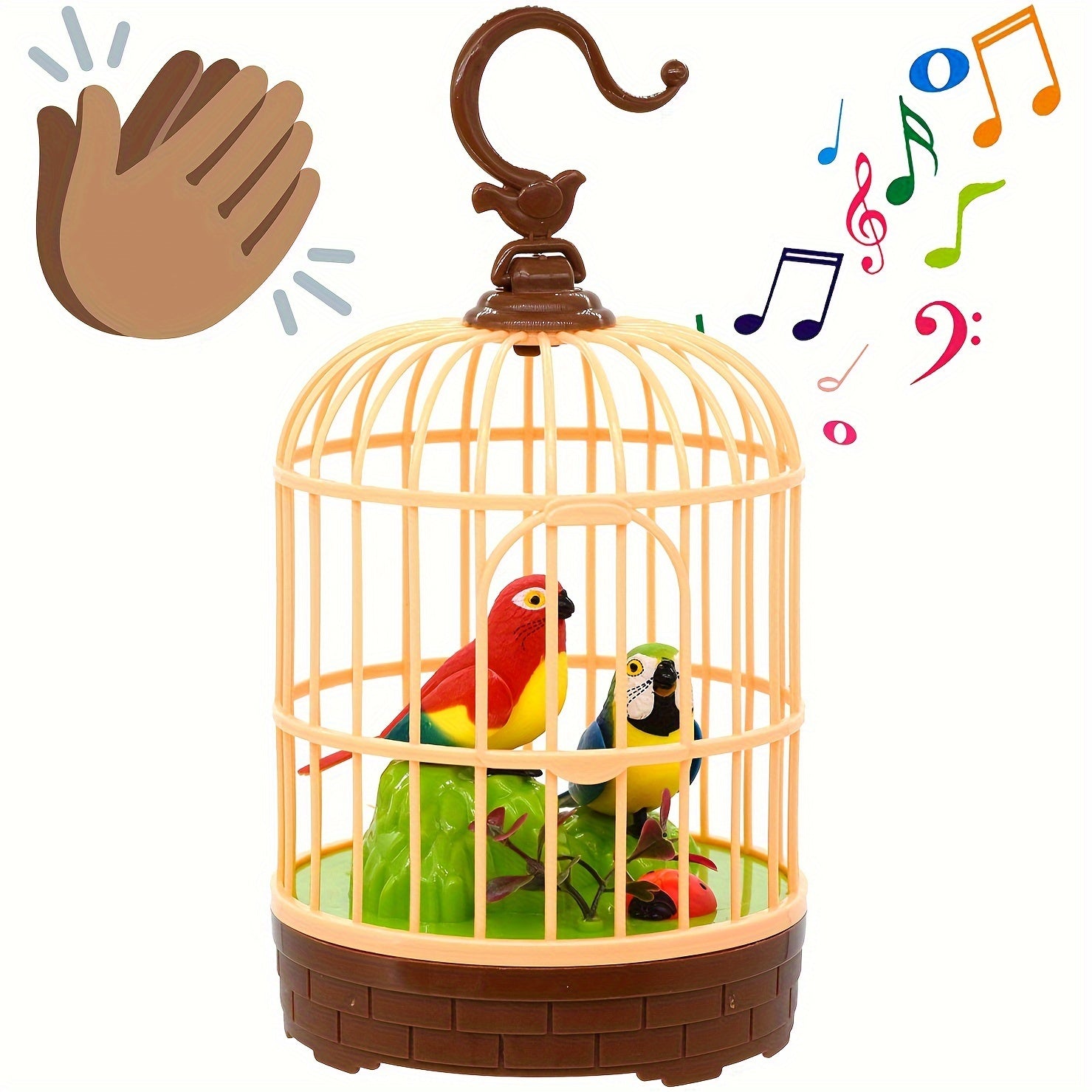 TEMU Mini Voice-activated Birds Birdcage Toys, Chirping & Wings Fluttering Parrot Animals Toy Gifts For Baby Toddler Kids Children Christmas,