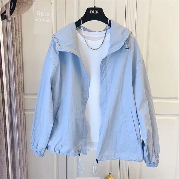 Women&#039;s Jackets Korean Sun Protection Clothing Women Jacket Loose Wild Hooded Casual Summer Zipper Windbreaker Female Top Outerwear 230