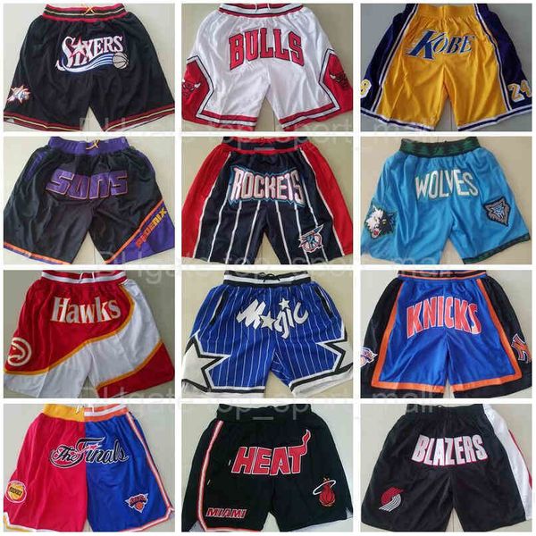 Mans Team Shorts Basketball Just Don Wear Sport Short Pant With Pocket Zipper Sweatpants Black Green Blue White Stitched size S-XXXL Jerseys